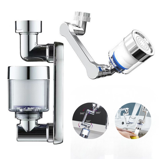 1080° Döner Filtreli Musluk Ucu – Çift Eksenli & Su Tasarruflu Krom Model