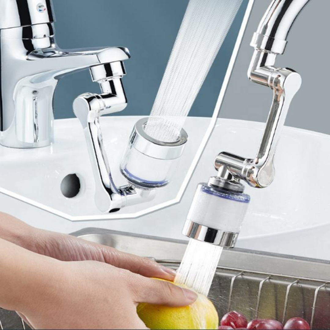 1080° Döner Filtreli Musluk Ucu – Çift Eksenli & Su Tasarruflu Krom Model