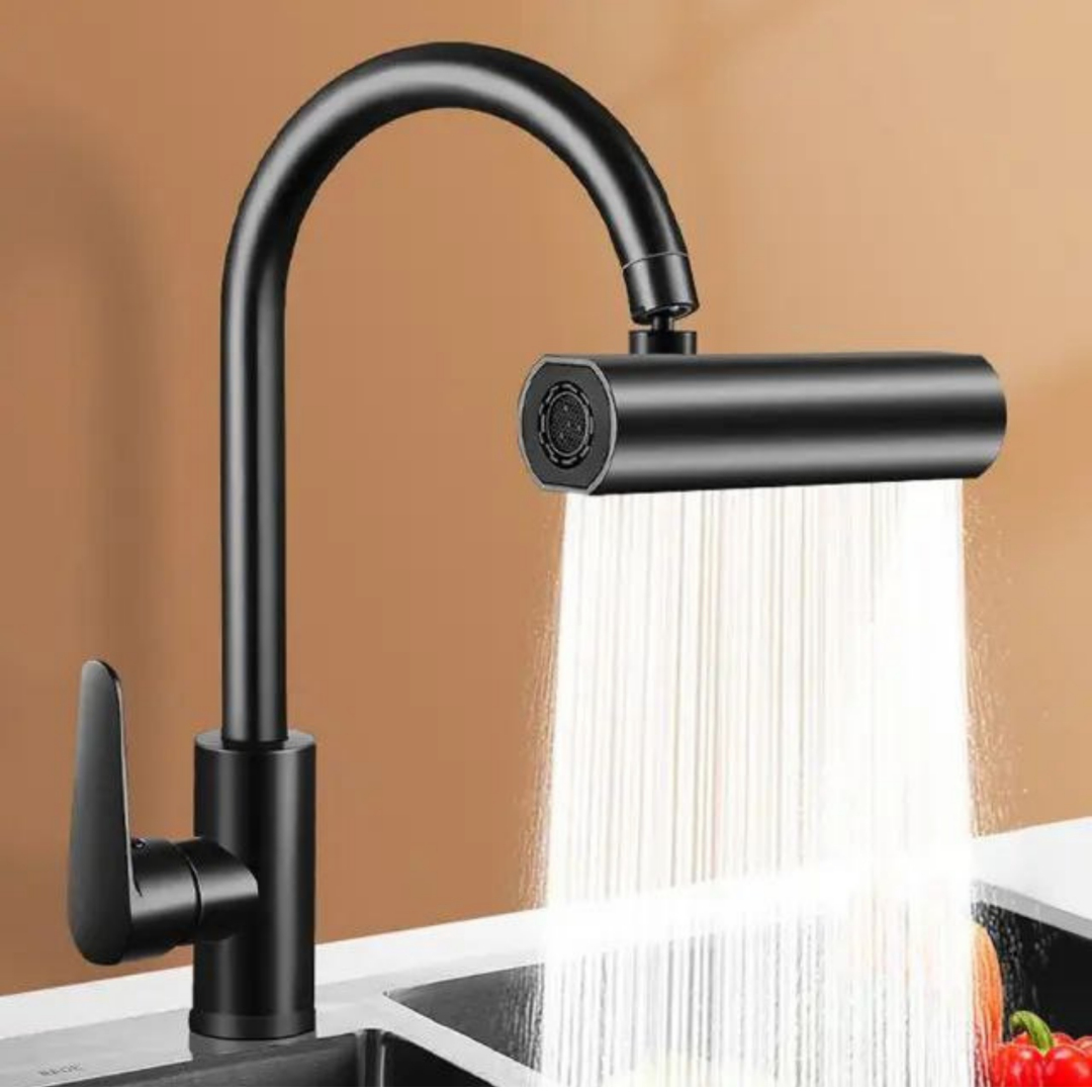 4 Fonksiyonlu Siyah Musluk Ucu Döner Başlıklı