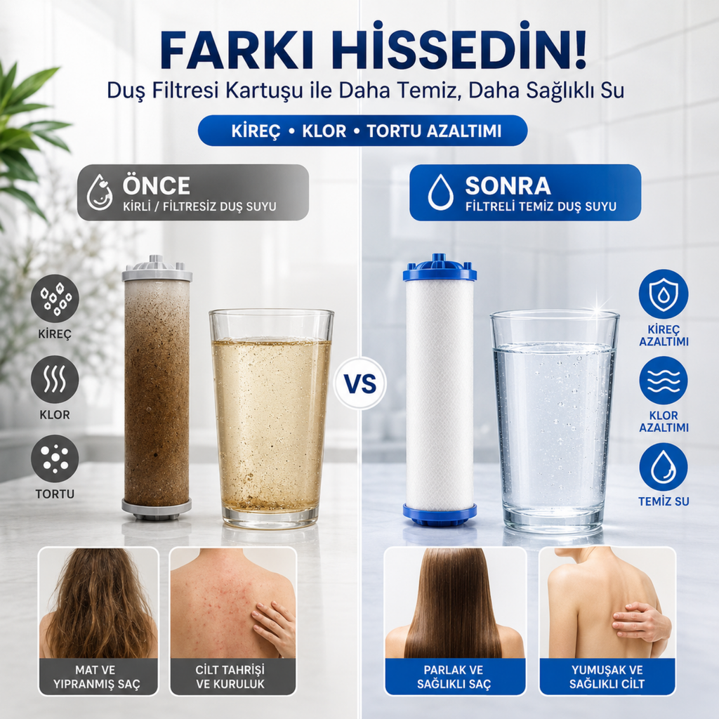 6 Fonksiyonlu Filtreli Duş Başlığı – Yüksek Basınçlı Siyah El Duşu