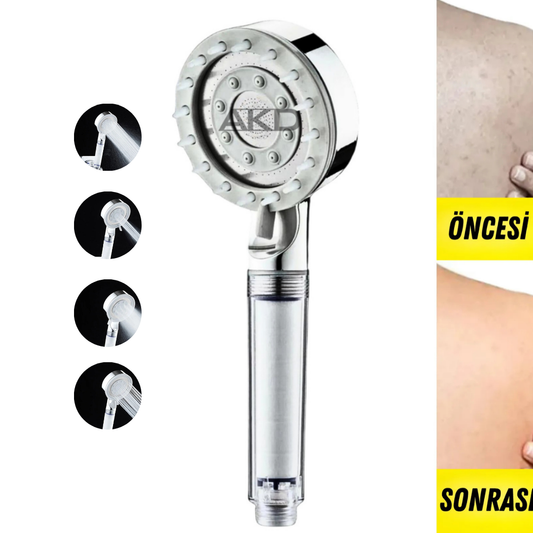 Filtreli Duş Başlığı – Yüksek Basınçlı Masajlı Krom Model