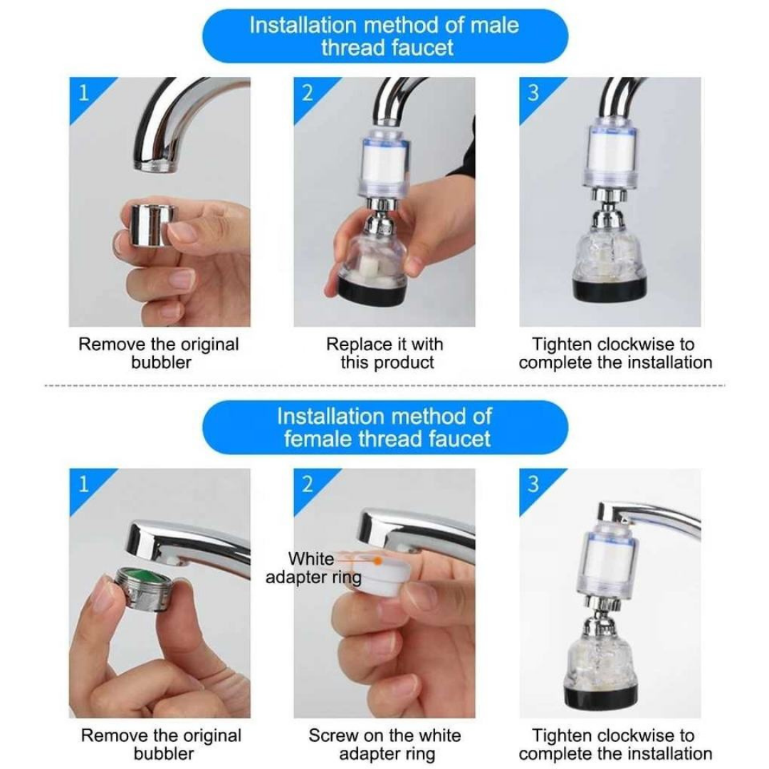 Filtreli Su Arıtmalı Musluk Ucu – Su Tasarruflu & Krom Kaplama