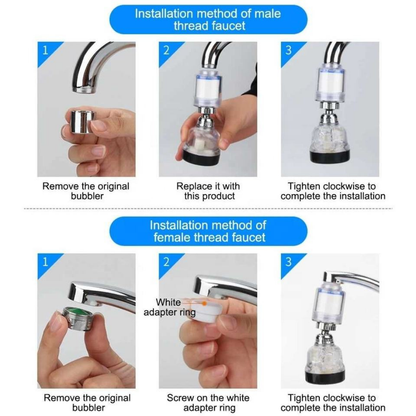 Filtreli Su Arıtmalı Musluk Ucu – Su Tasarruflu & Krom Kaplama