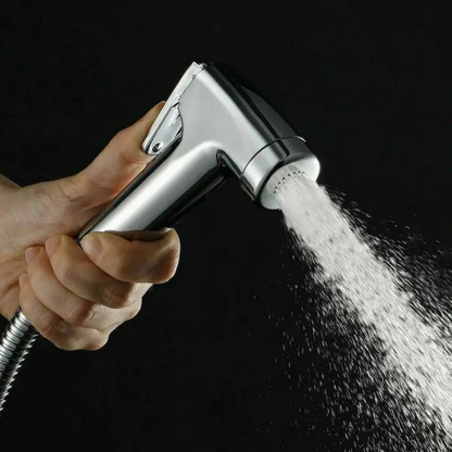 Krom Basınçlı Taharetmatik Seti – Metal Duş Tabancası & 1.5 m Hortum + Askı Dahil