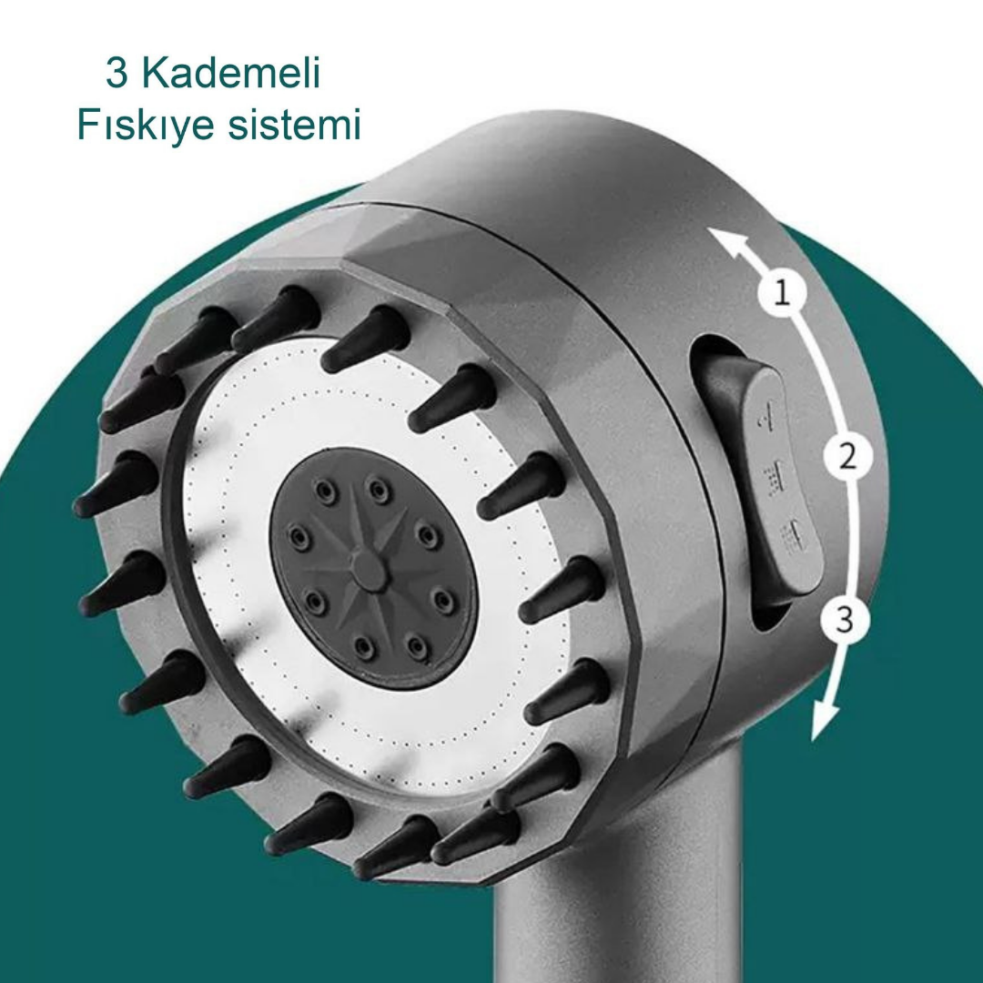 Masaj Başlıklı Duş Başlığı – Stop Tuşlu Yüksek Basınçlı 3 Fonksiyonlu Model