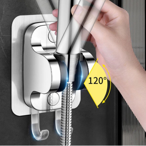 120° Dönebilen Yapışkan Duş Başlığı Askısı – Vidalamasız & Paslanmaz Krom